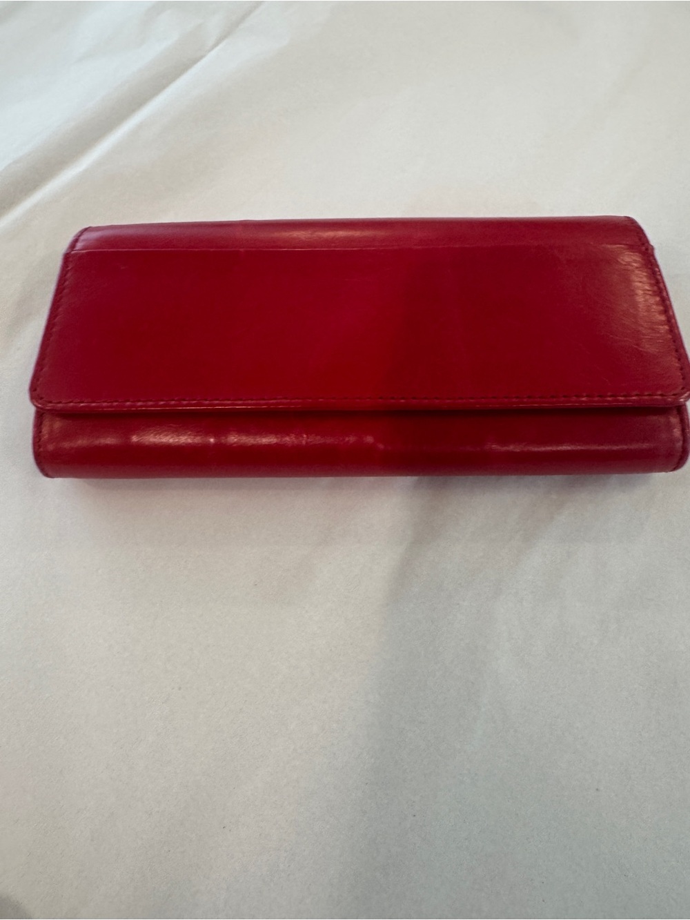 Sleek Red Leather Women's Wallet Clutch
